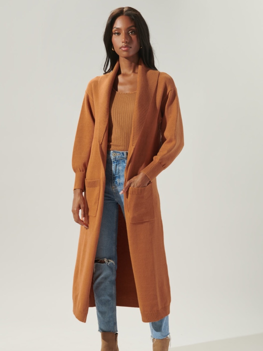 Long Camel Cardigan- Small
